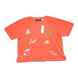 Needle & Threads Vintage Button Front Short Sleeve‎ Shirt Size 2X NWT
